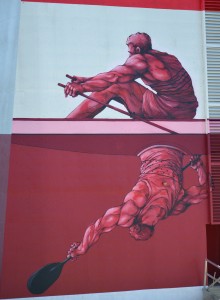 Mural painted by Franco "Jaz" Fasolini on the Timing Tower located at the Olympic Rowing Venue on Lake Lanier. ~~ Photograph by Robert Sutherland