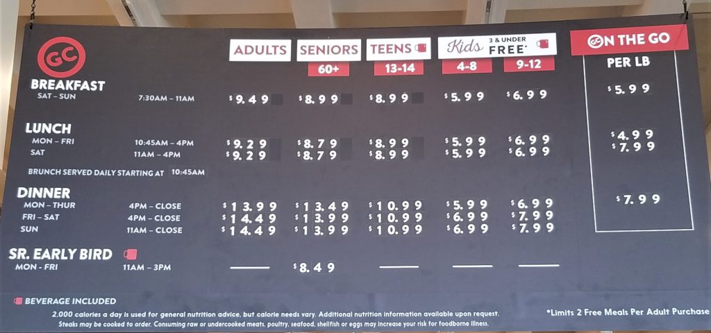 Prices at golden deals corral